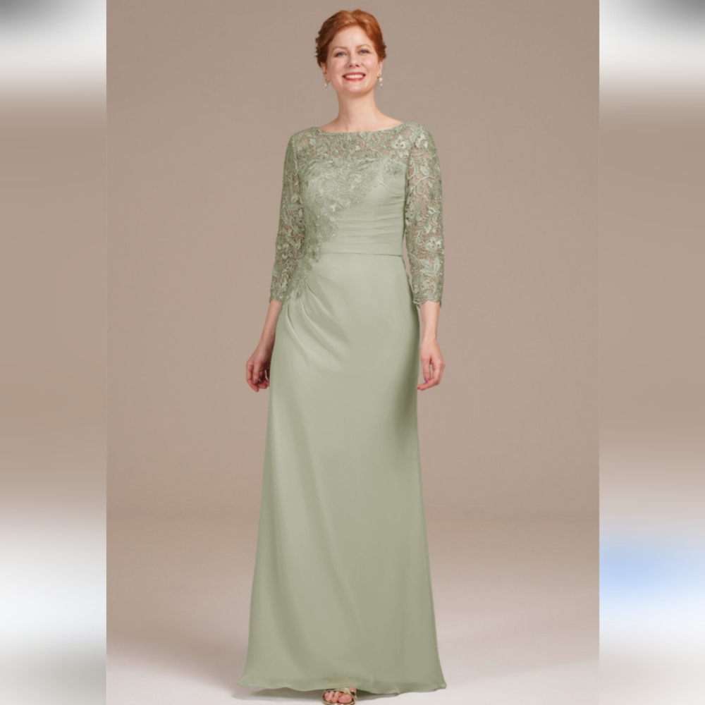 AW Eloise Dress, Biscotti Chiffon Floor Length Gown